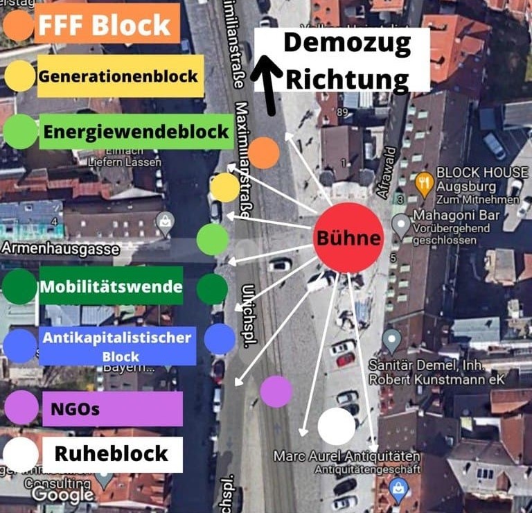 Bild mit Blockaufstellung bei der Demo