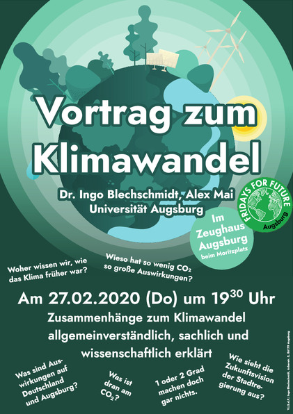 Sharepic Vortrag zum Klimawandel am 27.02. im Zeughaus um 19:30